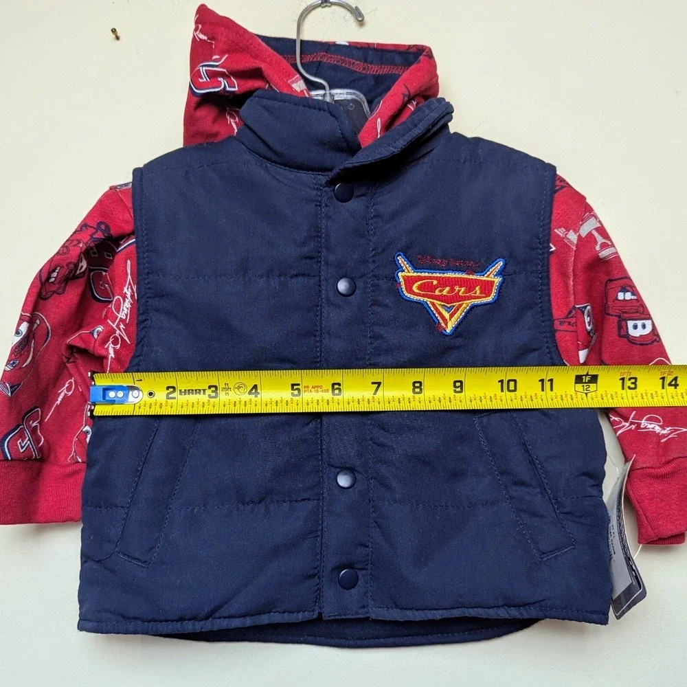 Vintage Cars Disney Pixar Lightning Puff Vest Hoodie 2pc Combo 12 Months‎ NWT
